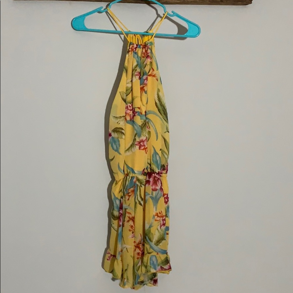 Yellow Hawaiian patterned romper